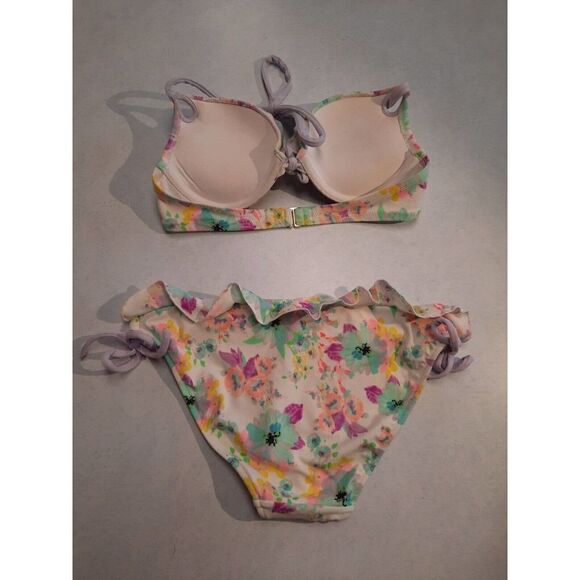 Victoria’s Secret Swim Gorgeous Push Up Floral Bikini 32B M Add 1.5 Cup Sizes - Picture 3 of 4